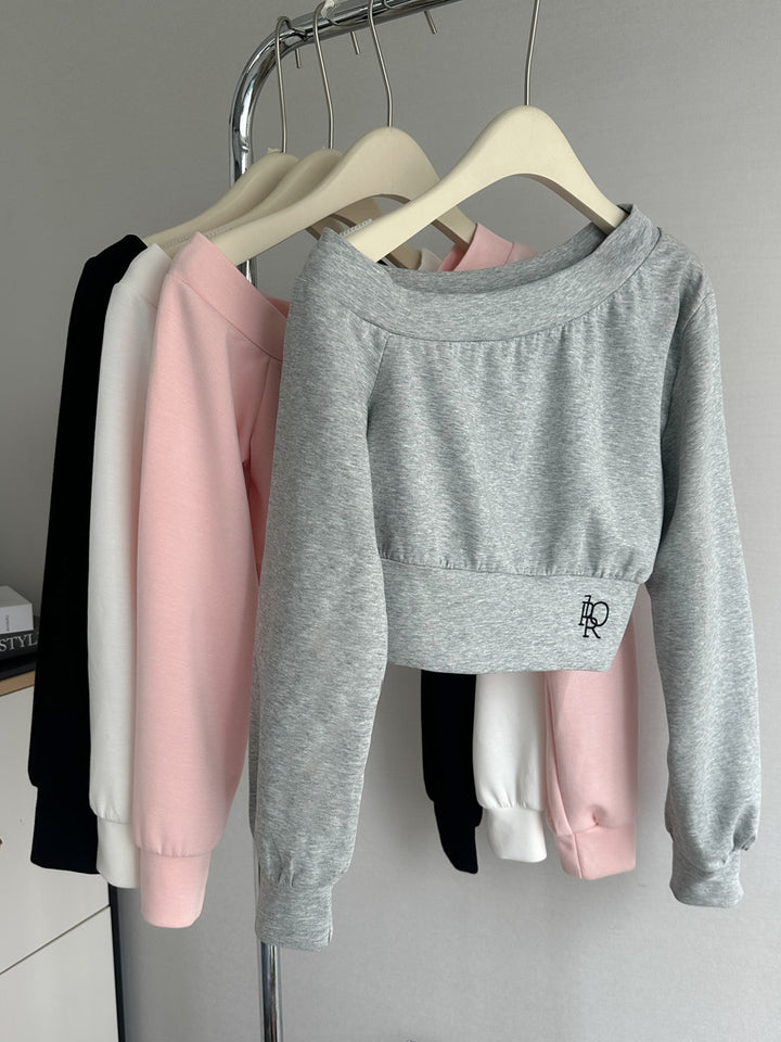 Dame Cropped Langærmet Sweatshirt med elegante Puffærmer Stilla
