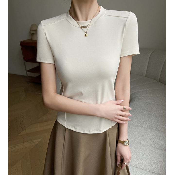 Dame figursyet T-shirt med kort arm og elastisk materiale Stilla