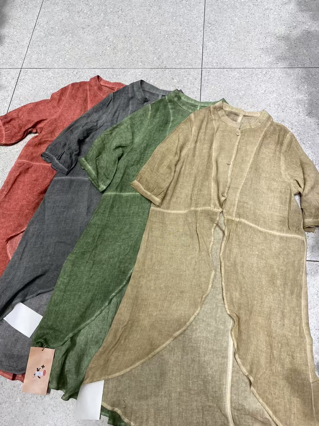 Damer Udstillet Linned Maxikjole med Asymmetrisk Kant Stilla
