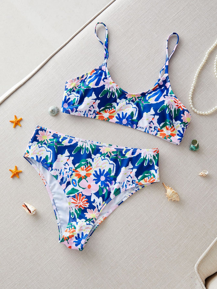 Dame Bikini-sæt med blomstret mønster og justerbare stropper Stilla