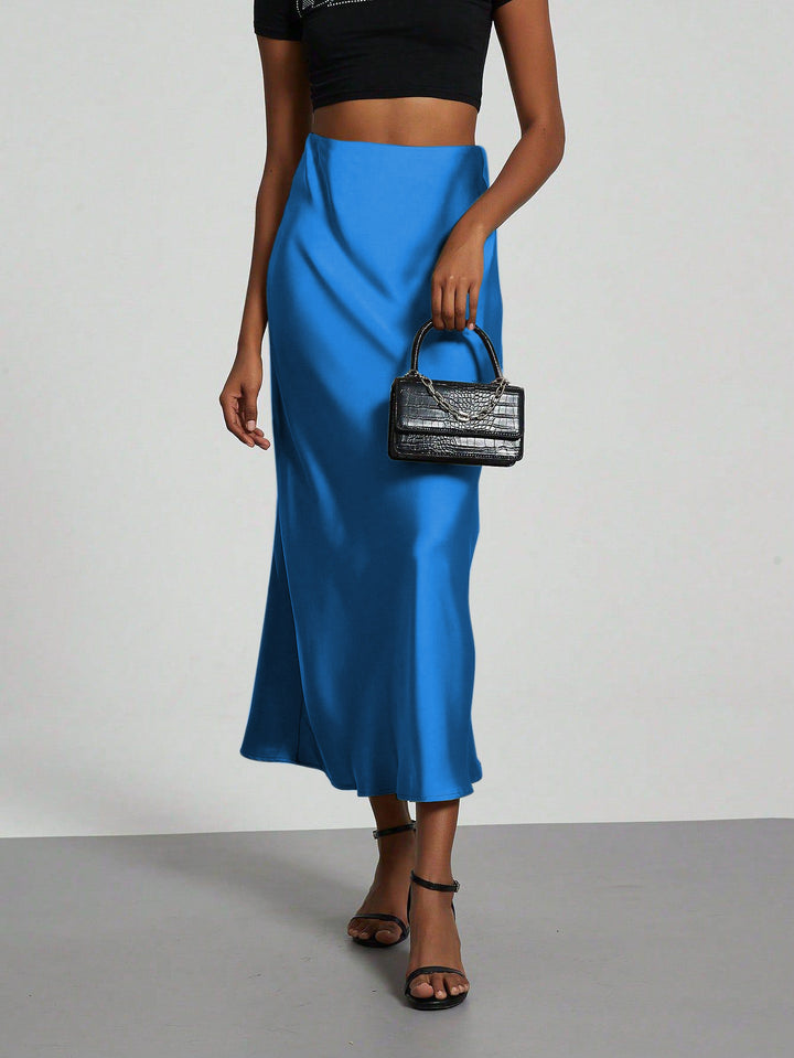 Dame Elegant og flydende Satin Maxiskirts Skovae