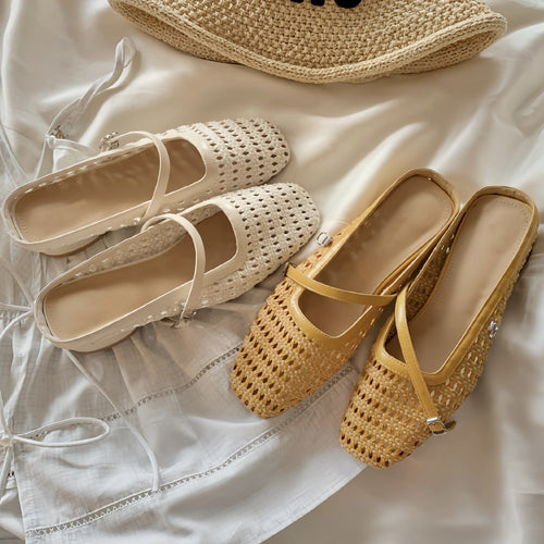 Dame Woven Blokhæl Mules Stilla