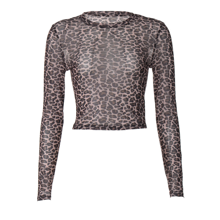 Dame Langærmet top med leopardmønster og tætsiddende snit Skovae