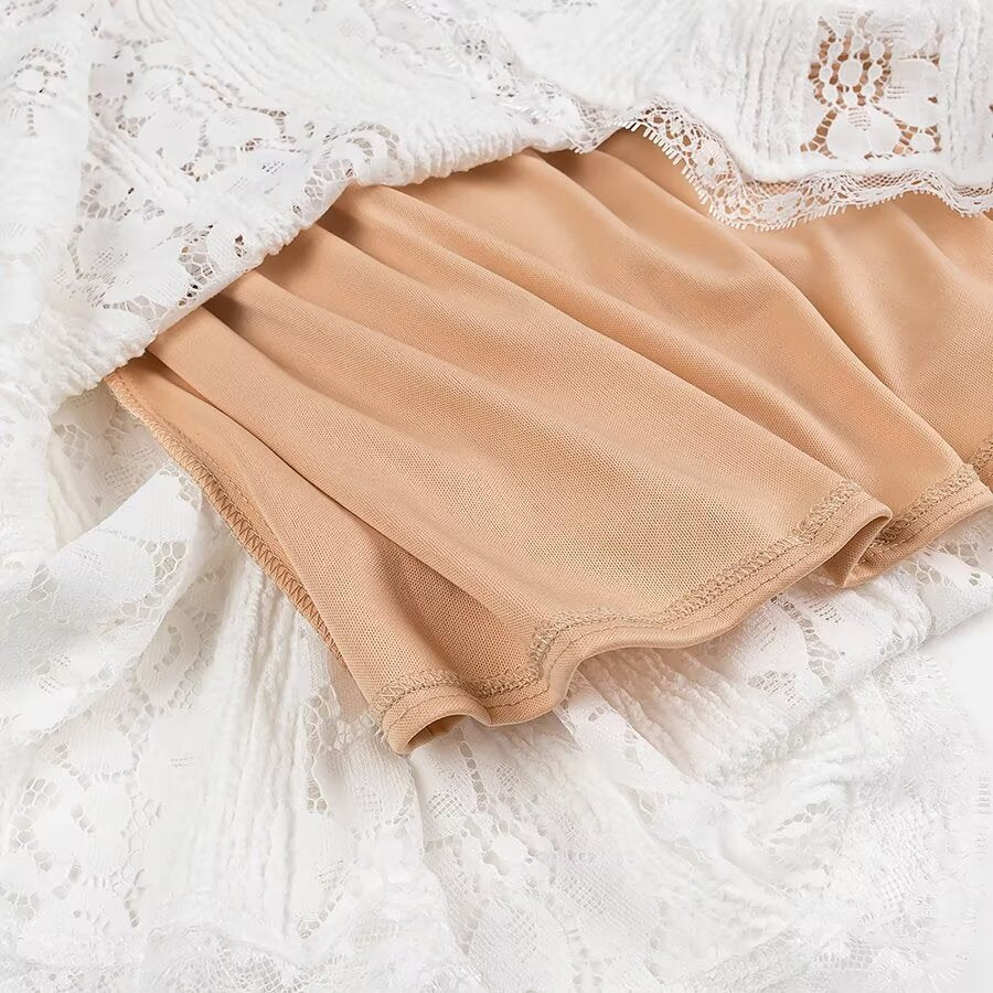 Dame Off-Shoulder Lace Maxikjole med Flared ærmer Stilla