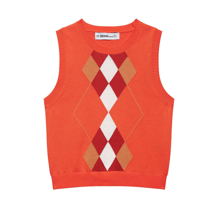 Femme Argyle Strik Crop Pullover Stilla