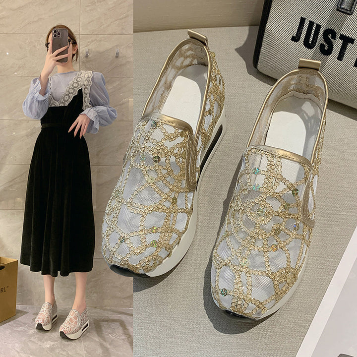 Dame Glamourøse Slip-On Sneakers med elegant glimmer-design Stilla