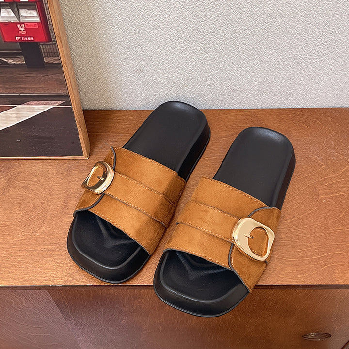 Dame Komfortable og elegante slides med dekorative spænder Stilla