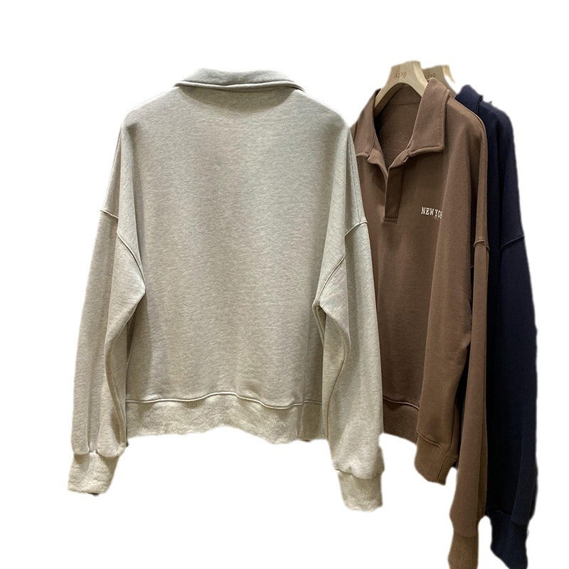 Femme Stilfuld Fjerde-lynlåse Pullover Sweatshirt Stilla