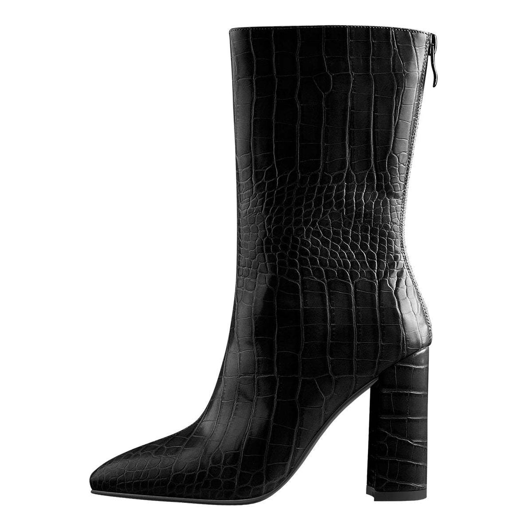 Femme Krokodille-effekt Spids-tå Stiletto-støvler Stilla