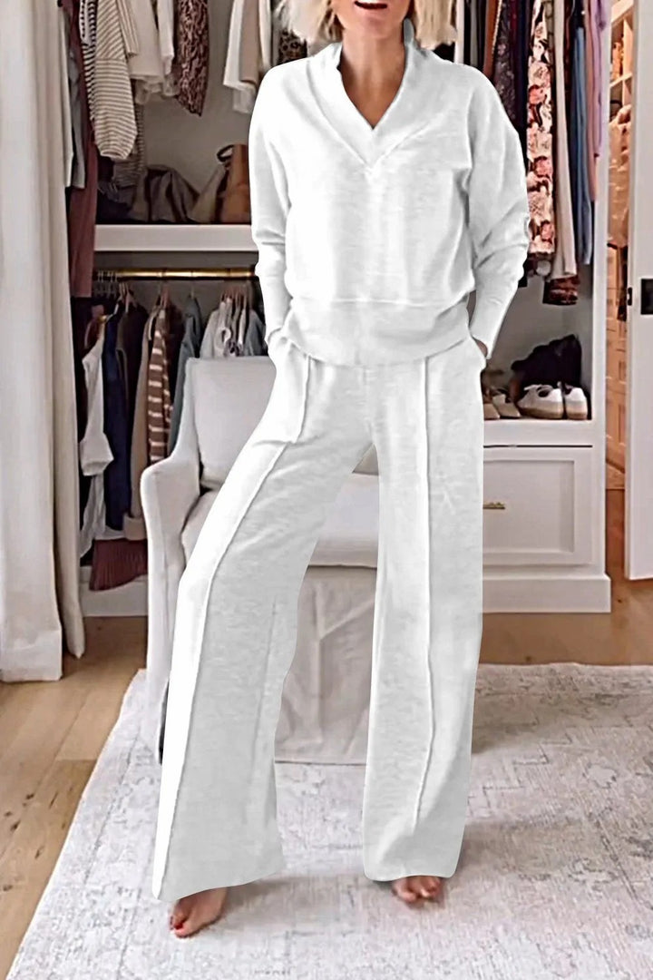 Damer elegant fritidssæt med løst overdel og palazzo bukser Stiila