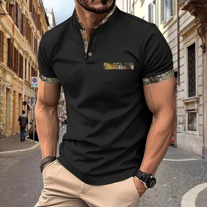 Herren modischer kortærmet skjorte med elegante kontrastdetaljer Stilla