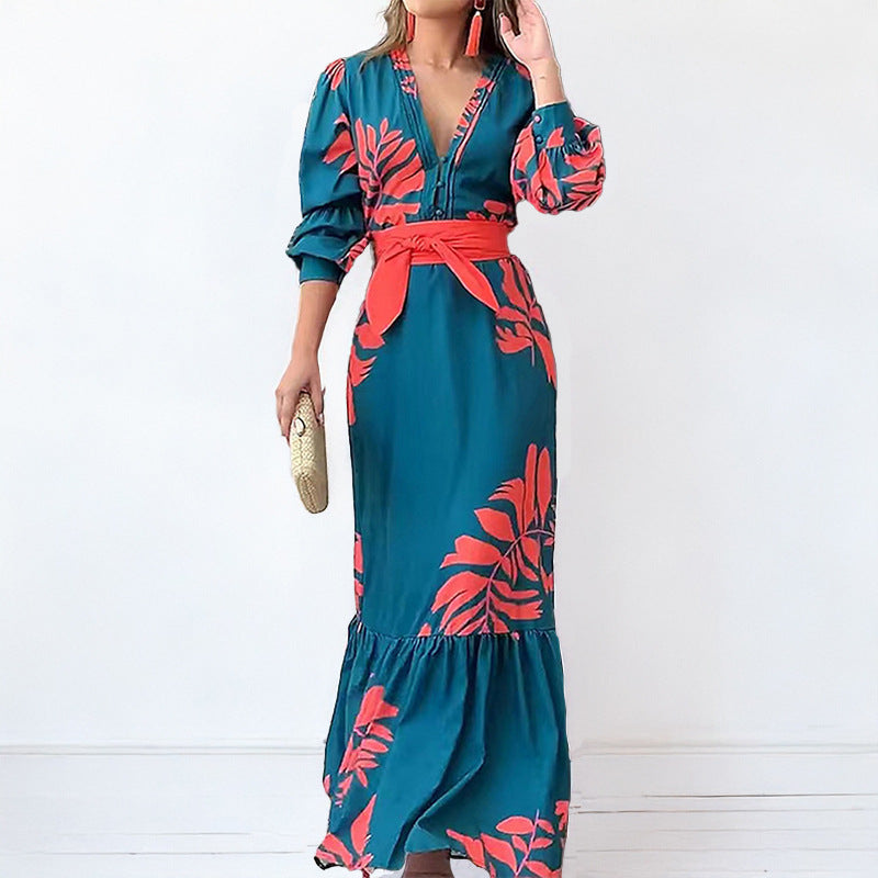 Damer maxi kjole med elegante blomster mønstre Stilla