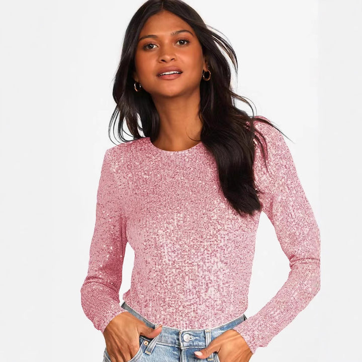 Dame Glitrende Body med lange ærmer og elegant design Stilla