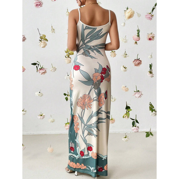 Dame Floral Print Ærmeløs Maxikjole med sideudsnit Stilla