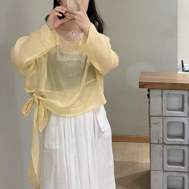 Femme Letvægts Bindefront Gennemsigtig Bluse Stilla
