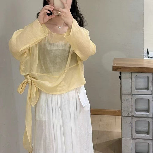 Femme Letvægts Bindefront Gennemsigtig Bluse Stilla