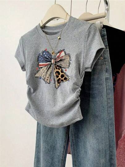 Dame Crop-T-Shirt med tætsiddende snit og moderne design Skovae