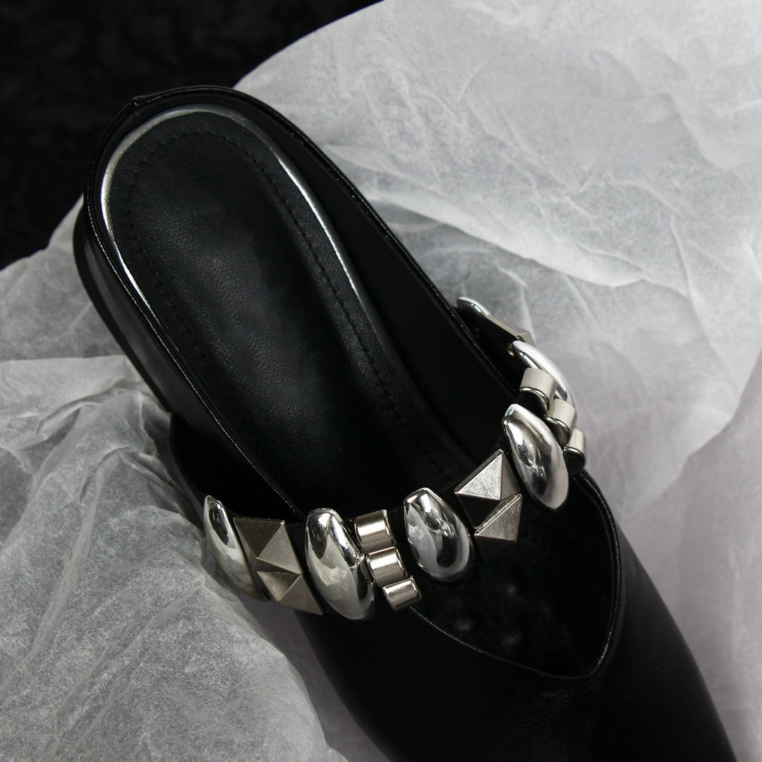 Dame Elegante Slip-On Mules med Metallic-detaljer Stilla