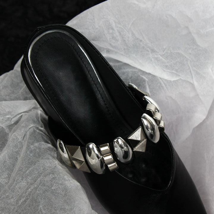 Dame Elegante Slip-On Mules med Metallic-detaljer Stilla
