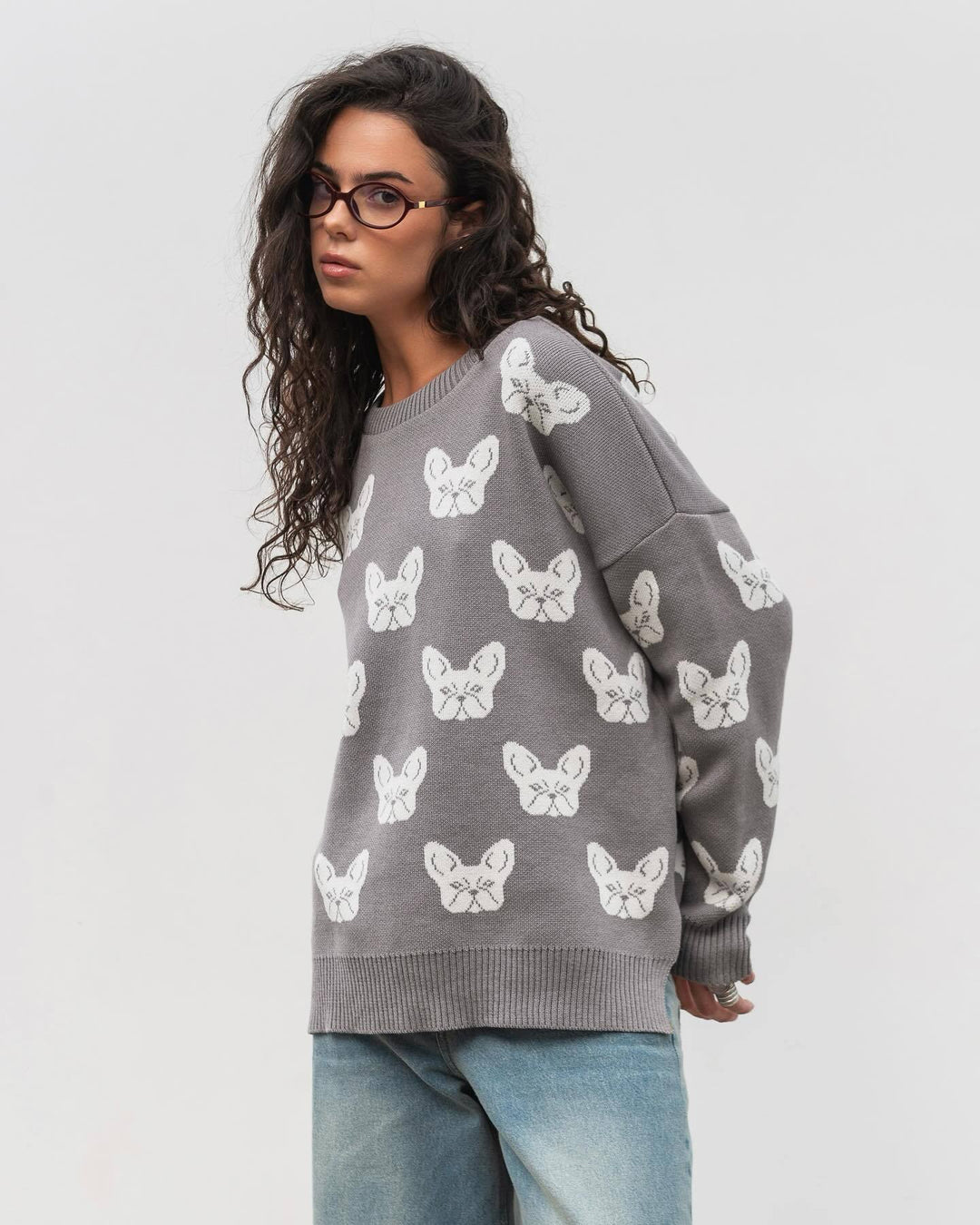 Kvinders sweater med kreativt dyremotiv og afslappet pasform Stilla