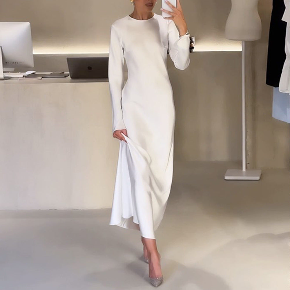 Dame Elegant Langærmet Maxikjole med figursyet snit Stilla
