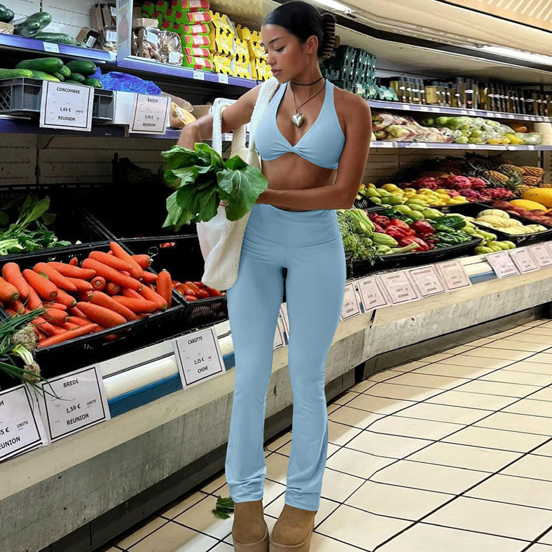 Dame Sporty To-delt med cropped overdel og tætsiddende leggings Stilla