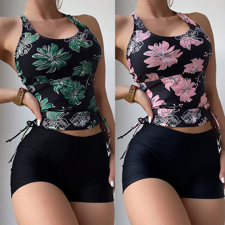 Dame Tankini-sæt med blomster top og komfortable shorts Stilla