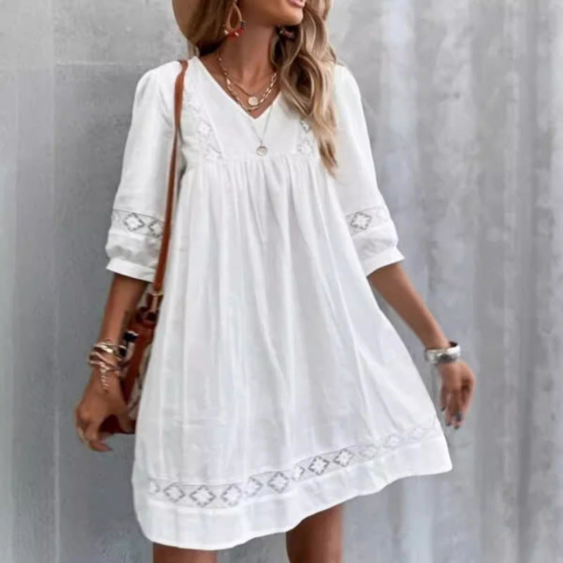 Femme Bohemian Broderet Svingkjole Stilla