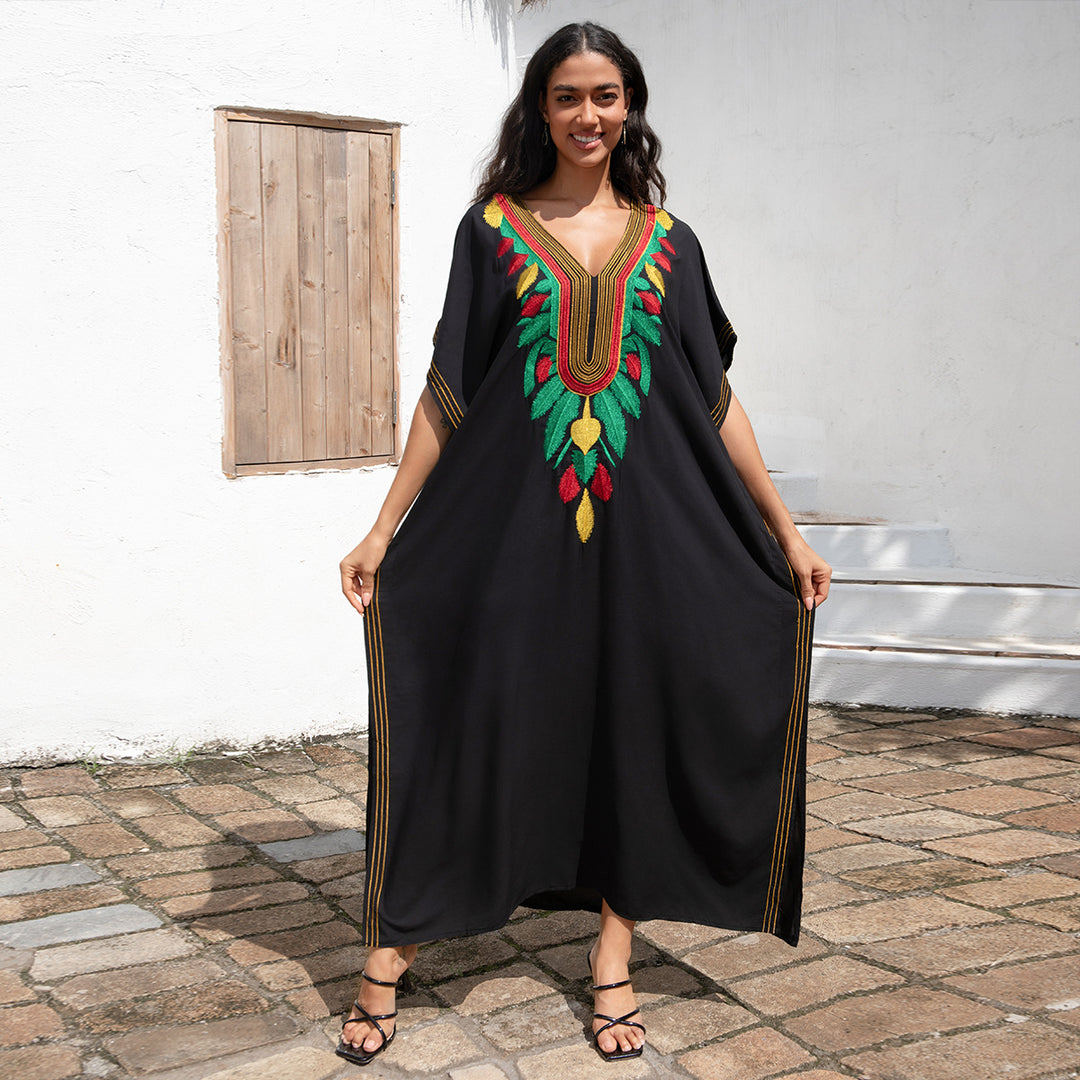 Dame Kaftan med detaljeret håndlavet broderi Stilla