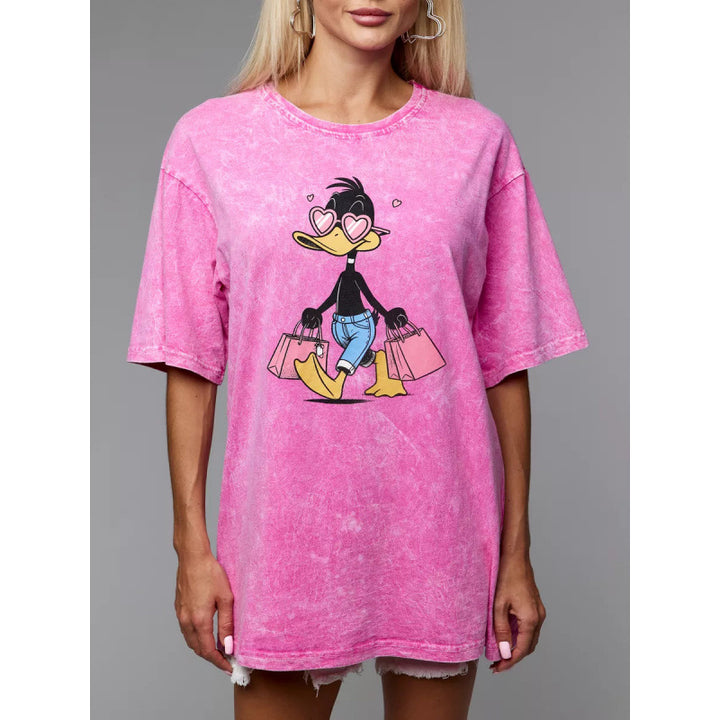 Dame T-Shirt kjole med kreativt cartoon-print og oversized pasform Stilla
