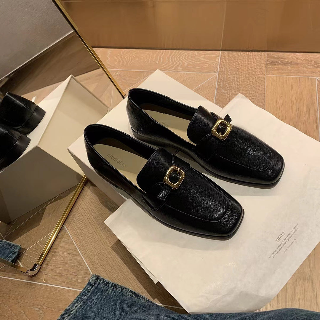 Kvinder Elegante Firkantet Tå Slip-Ons med Dekorativ Spænde Stilla