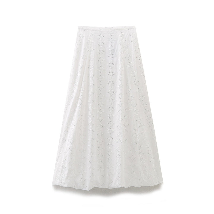 Femme Eyelet Detalje Knap-Op Bluse Stilla