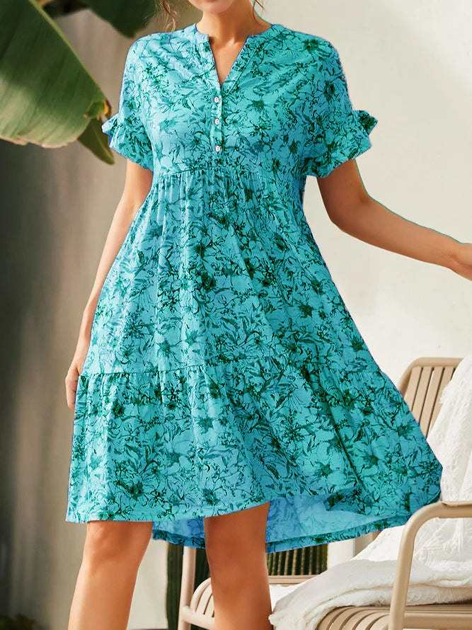 Dame blomster volang mini kjole Stilla