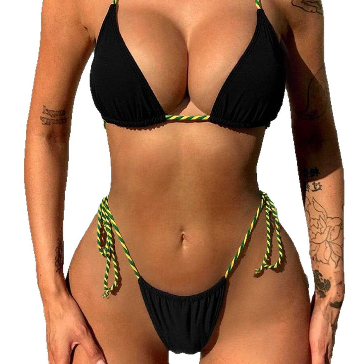 Dame Minimalistisk Triangel-Bikini med justerbare bindebånd Skovae