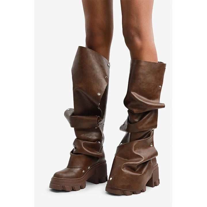 Femme dekorative Over-the-Knee Slouch-Støvler med Nitte-detaljer Stilla