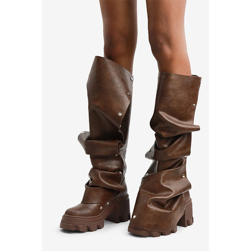 Femme dekorative Over-the-Knee Slouch-Støvler med Nitte-detaljer Stilla