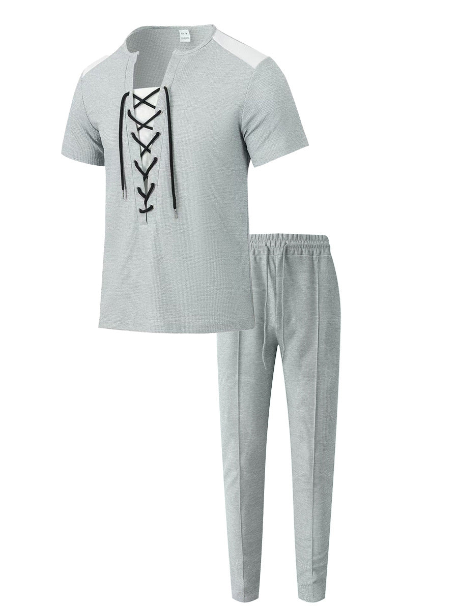Herrer Sporty fritids-sæt lavet af åndbart materiale med trendy snøredesign Stilla