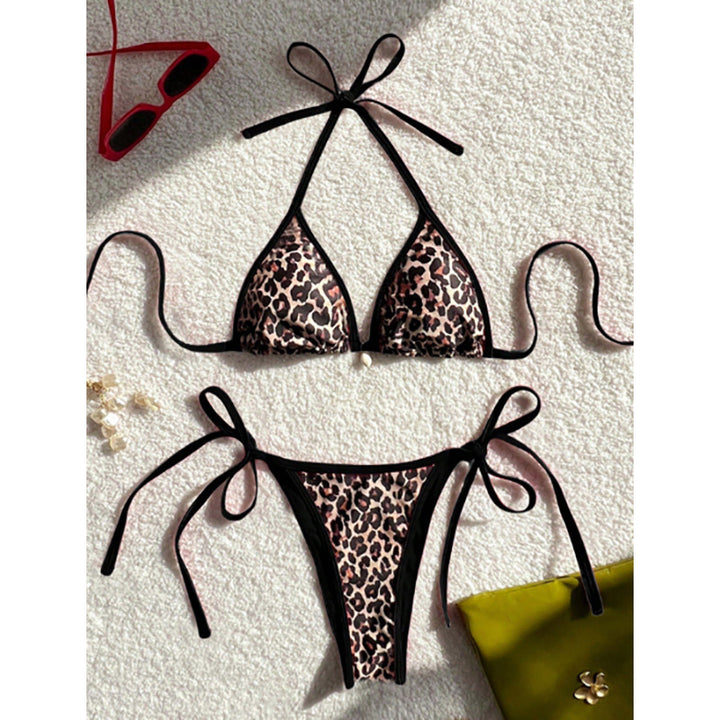 Dame trekant bikini med trendy dyreprint og justerbare stropper Skovae