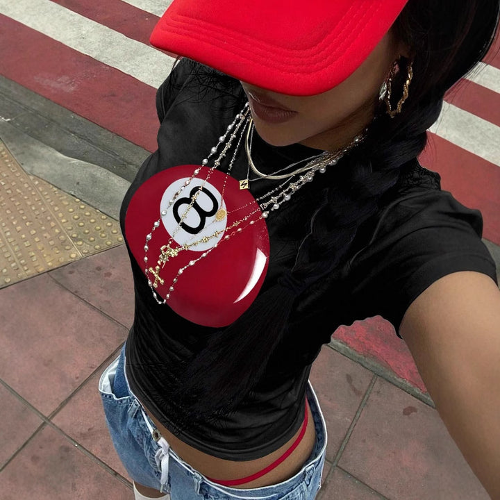 Dame Crop-T-shirt med kreativ telefon-design Skovae