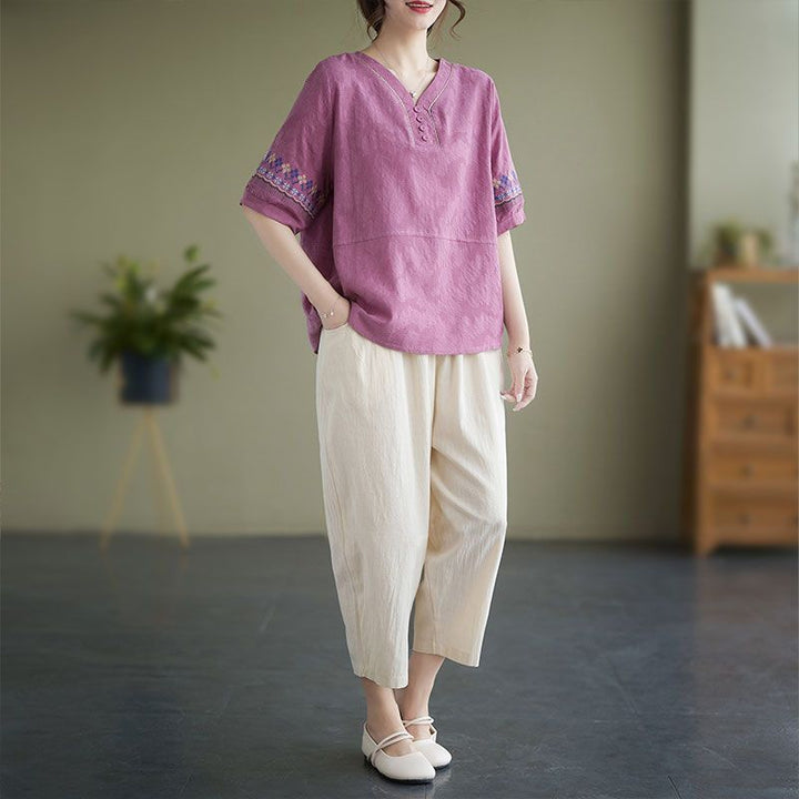 Femme Casual Broderet Overdel Stilla