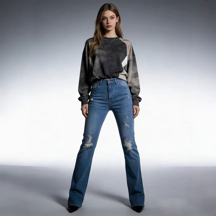 Dame afslappede skinny jeans i moderne destroyed look Skovae