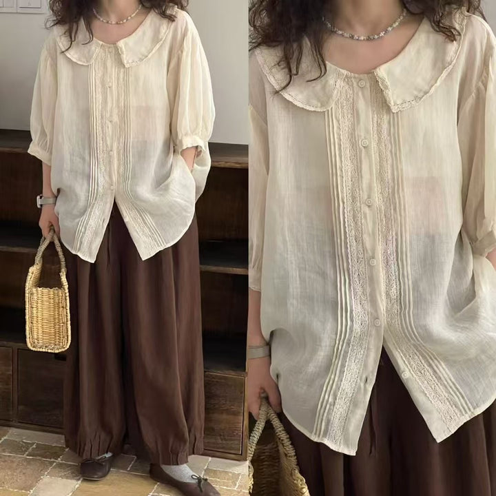 Femme Vintage Spidskrave Bluse Stilla