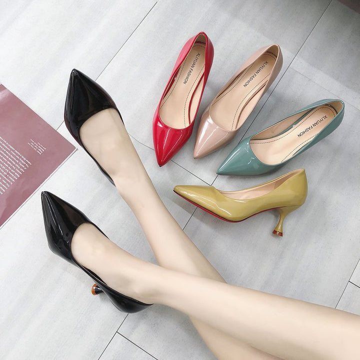 Dame Elegante Læder Pumps med unikt hældesign Stilla