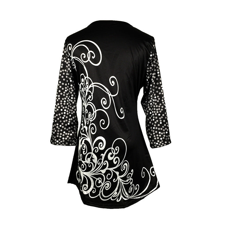 Stilla | Trendy Print Mellemlangt Ærme Rund Hals T-shirt