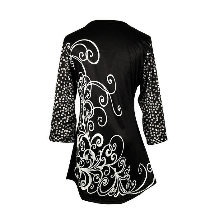 Stilla | Trendy Print Mellemlangt Ærme Rund Hals T-shirt