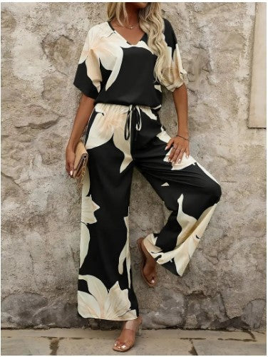 Dame Floral Print Løs Overall Stilla