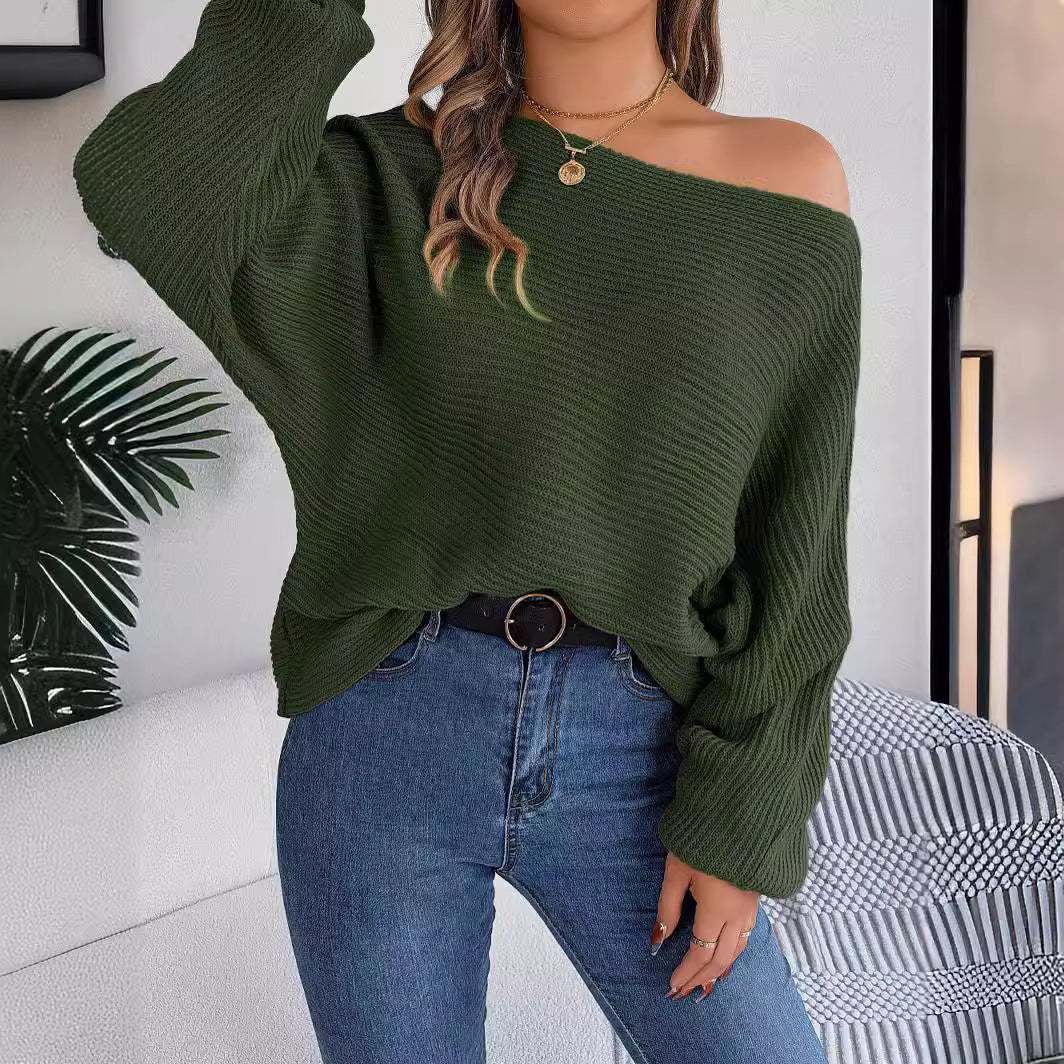 Dame oversized strikbluse med ét-ærmet snit Stilla