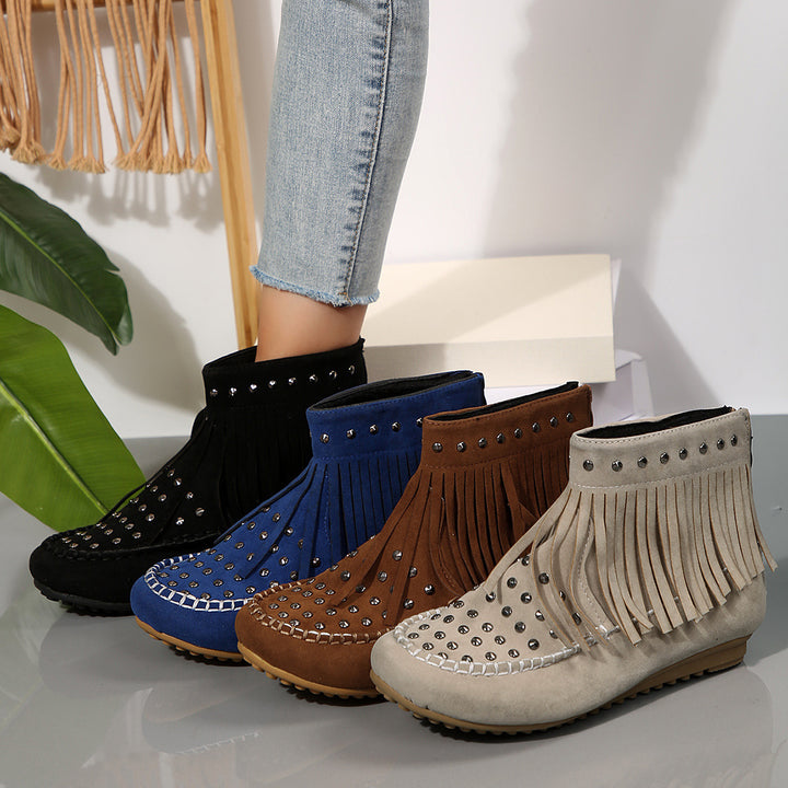 Dame Mokkasiner med mode frans og glitrende studs Stilla