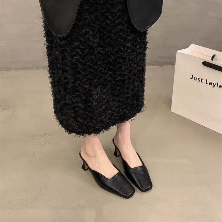 Damer elegante Slingback-Mules med blokhælhøjder og kvadratisk tåparti Stilla