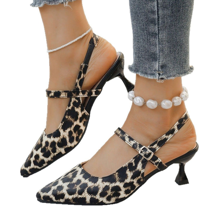 Dame Slingback Pumps med elegant leopardmønster og moderigtigt rem Stilla